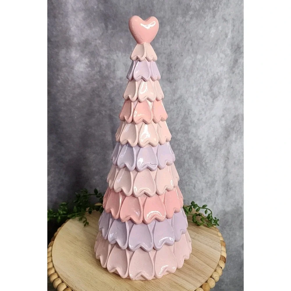 Valentines Day Pink Purple Hearts Decorative Tree‎ Resin 12